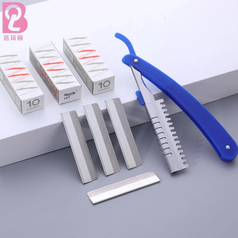 Beiqili Blade Replaceable Foldable Slanted Blade Stainless Steel Eyebrow Razor Trimmer Set ABS Handle Various Colors for Women