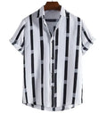Summer Fashion Striped Casual Slim Turn-down Collar Shirt Hawaiian Style Men's Resort Short Sleeve Shirts