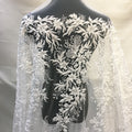 White Bridal Tulle Lace Fabric High-end Embroidery 3D Beaded African Sequin Lace Fabric Nigerian for Dress