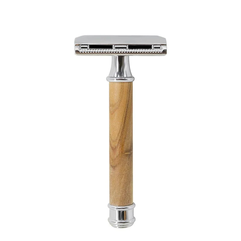 2023 Best Selling Olive Wood Handle Premium Quality Men's Shaver Safety Razor Two Sides Shaving Razor