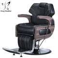 Kingshadow Classic Brown PU Leather Barber Chair Hydraulic Pump 360 Degree Rotation Hair Salons Living Rooms Hotel Modern Design