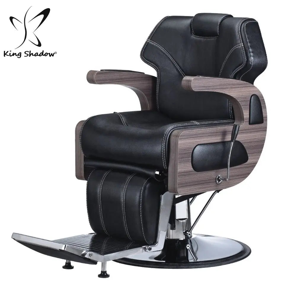 Kingshadow Classic Brown PU Leather Barber Chair Hydraulic Pump 360 Degree Rotation Hair Salons Living Rooms Hotel Modern Design