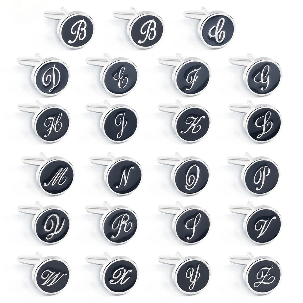 Men's Classic Artistic Titanium Cufflinks Personalized with English Letters for Gifts and Party