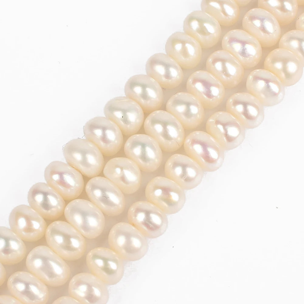 Wholesale 6-7mm White Oblate Shape Rondelle Natural Freshwater Pearl Loose Beads for Jewelry Making DIY