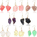 Handmade Crystal Drop Earrings for Women Natural Raw Stone Dangling Earrings Healing Wrapped Gemstones Reiki Balancing Earrings