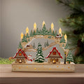 2025 UV Printing Wooden Christmas Village House with Light Handmade Tree Decorations and Ornaments for Festive Christmas