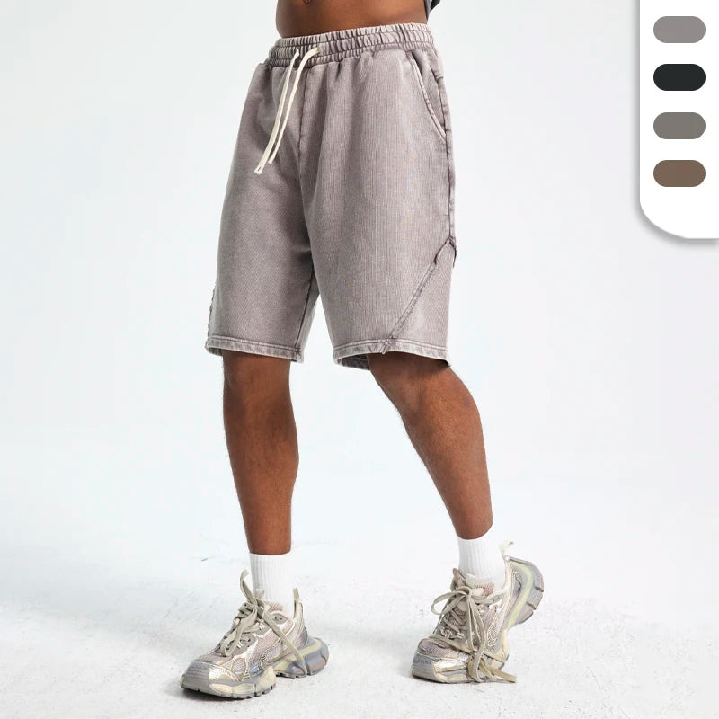 Men's Loose Design Summer 4300G Cotton Jogger Batik Washed Shorts Custom Logo Heavyweight 100% Shorts Masculinos