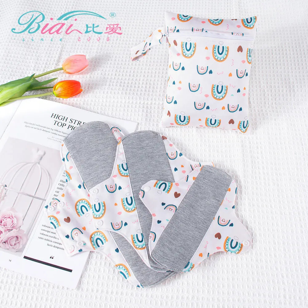 4pcs Fast Dry Washable Cloth Menstrual Pads with Graphene Reusable Panty Liners Sanitary Napkin