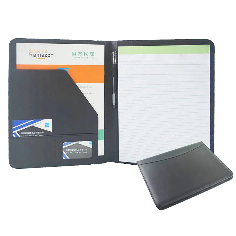 Modermqiu Custom Logo Multi-Functional A4 Leather File Folder Business Portfolio Briefcase for Filing Documents