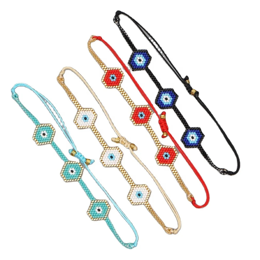 Go2boho Fashion Beautiful Jewelry Miyuki Beaded Evil Eye Bracelets for Luck Women Gift Jewellery