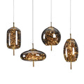 Home Decor Smoke Grey Glass Pendant Light Indoor Modern Gold Luxury LED Chandelier for Kitchen Island
