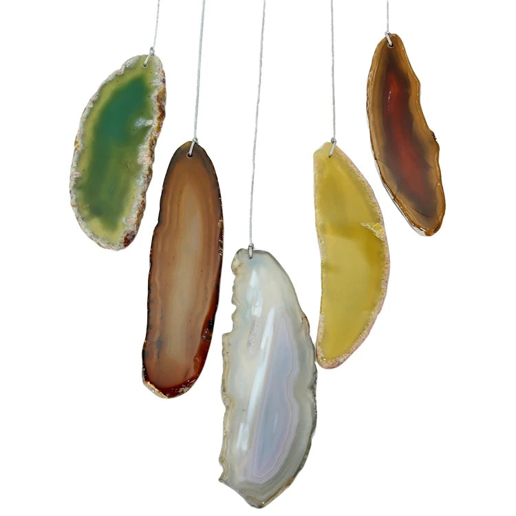 DIY Wholesale Natural Crystal Wind Chime for Home Decoration Agate Slice Wall Hanging Ornament