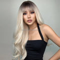 Sale Fashion 26 Inches Bangs Body Long Curly Hair Synthetic Fibre Full Head Wigs
