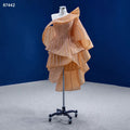 Jancember RSM67442 Beautiful Champagne Sequins Special Bridal Short Evening Dresses for Women