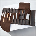 Professional Leather Knife Roll Bag for Chefs Portable Chef Knife Storage Case with Adjustable Shoulder Strap