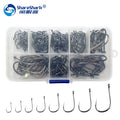 220pcs/box Circle Fishing Hooks Extra Strong Octopus Barb Fishing Hook with Offset Hole