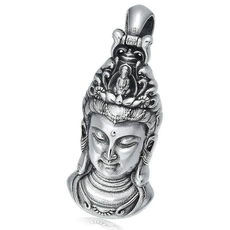 Wholesale 925 Sterling Silver Buddha Pendant Men's Vintage Bodhisattva Pendant Necklace Amulet Fine Jewelry DIY