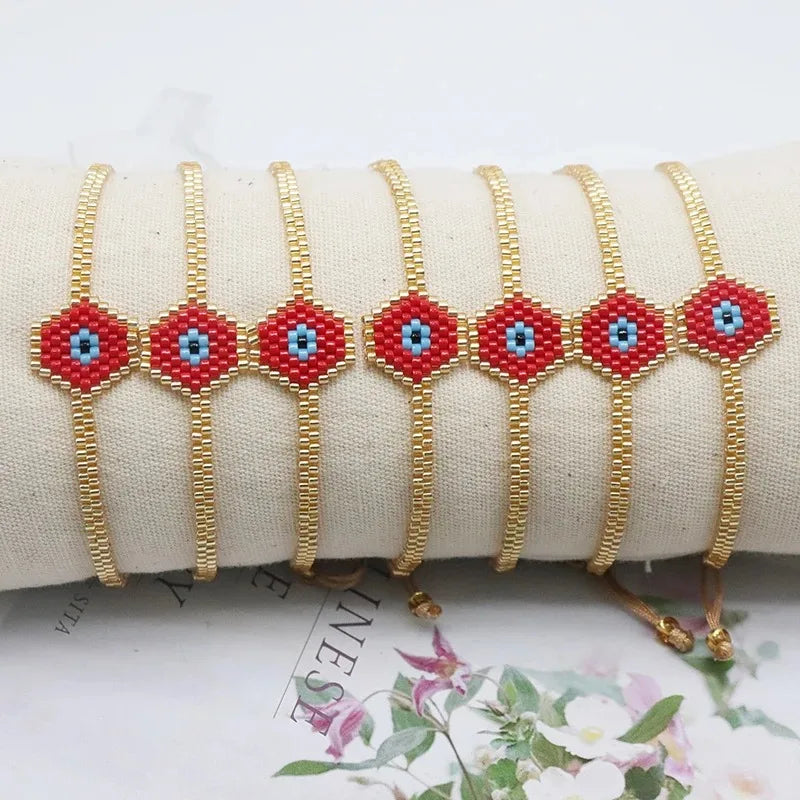 Handmade Adjustable Bohemian Beaded Bracelets for Women Miyuki Geometric Pearl for Anniversaries or Lovers Woven Bracelet