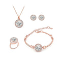 4pcs/et Noble Fashion Elegant Women Shiny Crystal CZ Necklace Bracelet Earring Ring Gold Jewelry Set