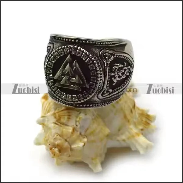 Crafted Precision Vintage Viking Jewelry Nordic Warriors Classic Odin Symbols Men's Silver Plated Cluster Rings