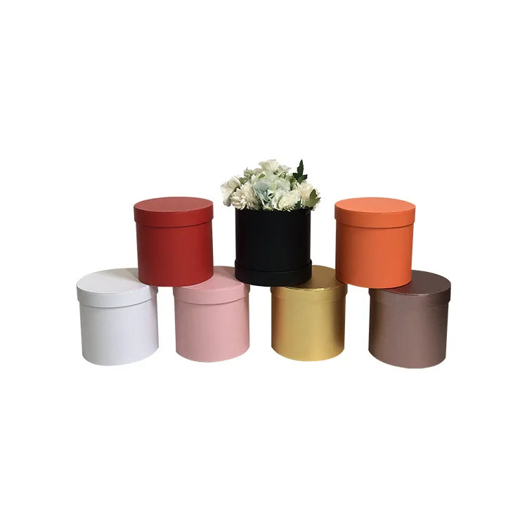 Wholesale 14x13cm Single Hugging Bucket Flower Gift Box Eco-Friendly Round Plastic for Flower Packaging Beautiful Paper Boxes
