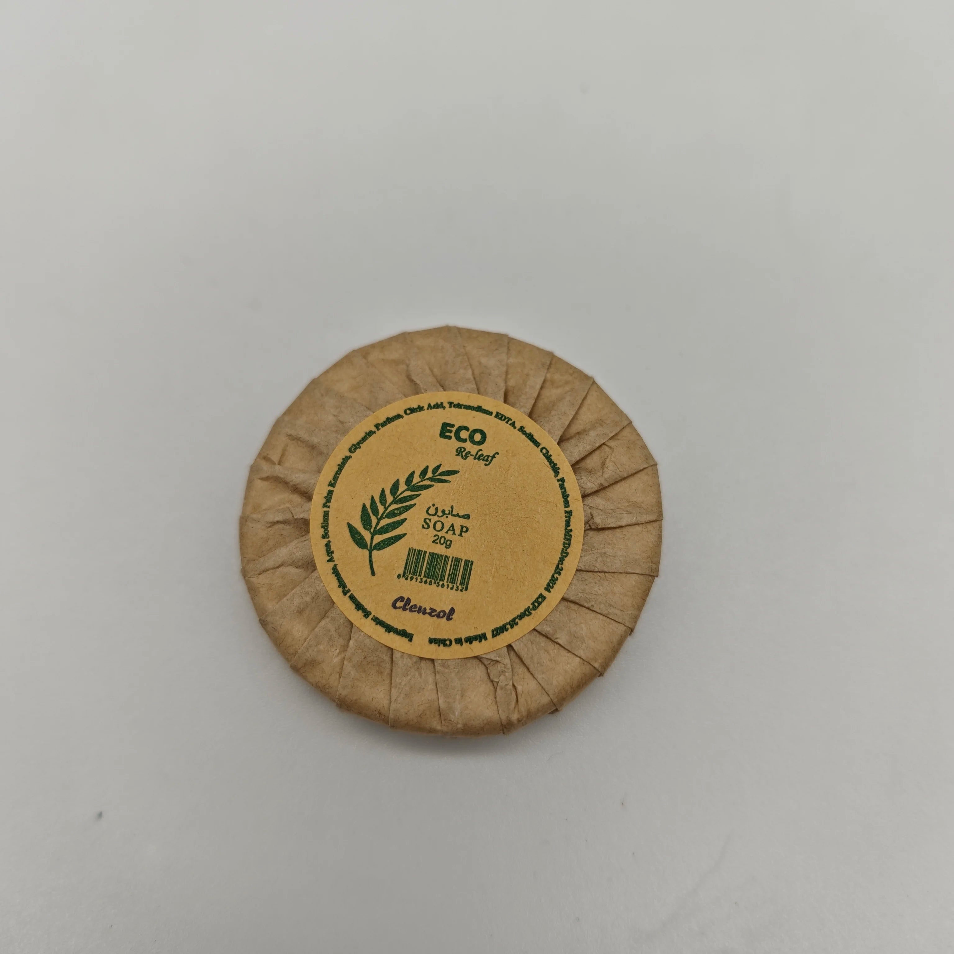 20g Kraft Paper Wrapped Disposable Soaps for Hotels Shower Gel Body Lotion Round Pattern Design with Ease Travel Amenities