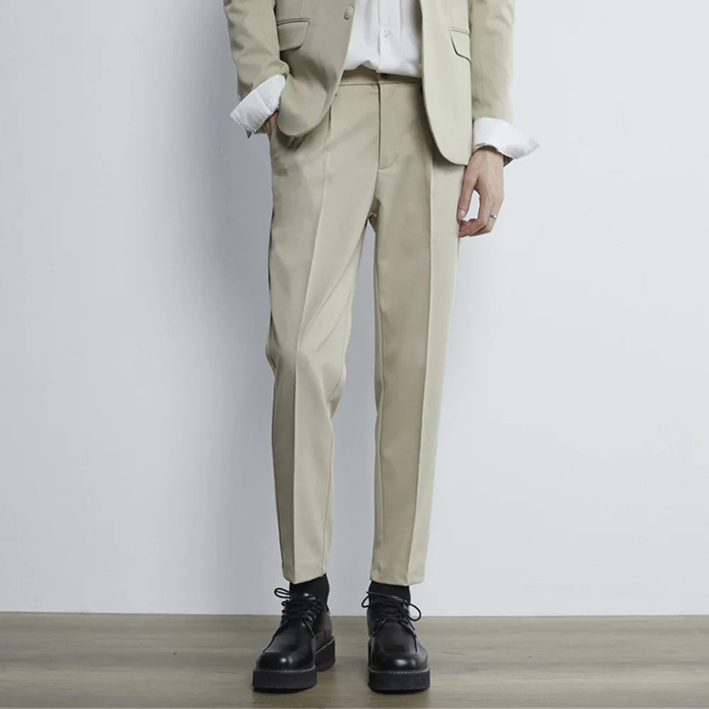 Casual Pants Men's New Elastic Non-iron Pants Men's Ankle Length Elastic Men's Trousers