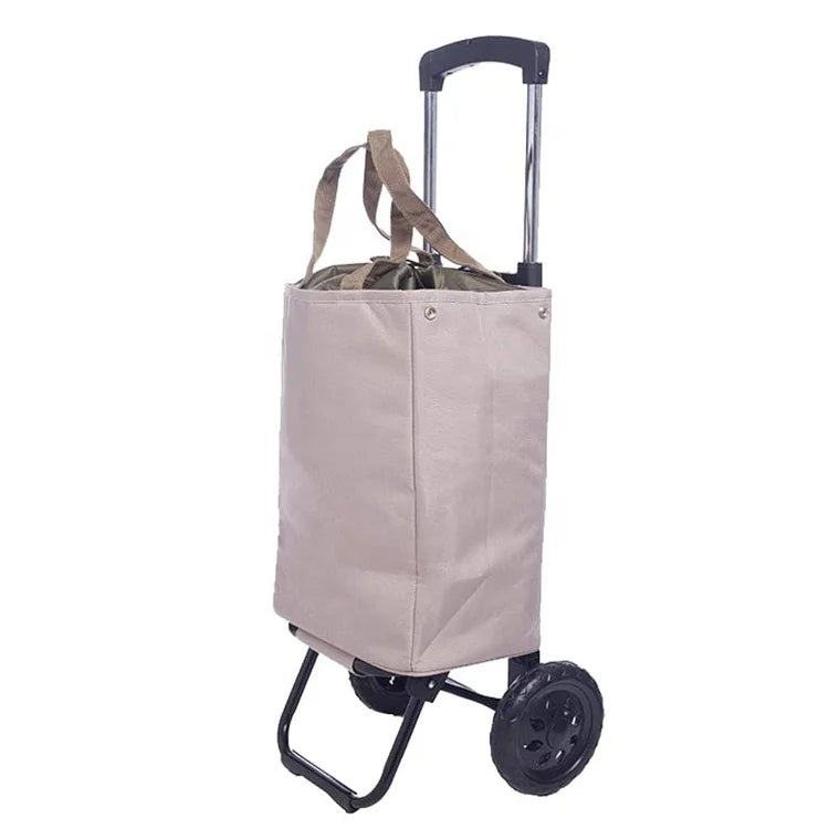 BAIGE Portable Polyester Collapsible Wheeled Shopping Cart Foldable Trolley Large Capacity BSCI Certified Zipper Closure