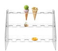 Cone Display Stand Rack Clear Acrylic Food Ice Cream Cone Serving Holder for Buffets Party with 3 Layer 18 Hole