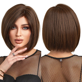 Immediate Delivery Synthetic Wig Bob Dark Brown Wig High Temperature Resistant Factory Wholesale Short Hair