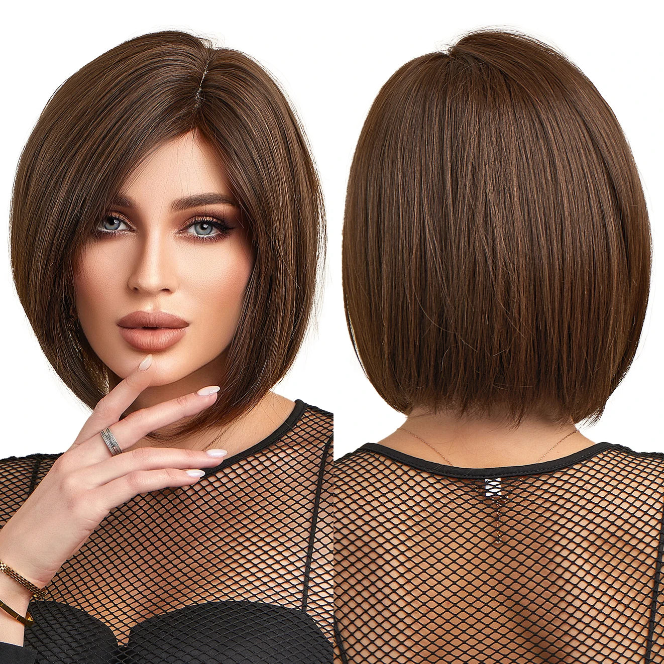 Immediate Delivery Synthetic Wig Bob Dark Brown Wig High Temperature Resistant Factory Wholesale Short Hair