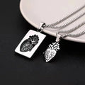 New Arrival Stainless Steel Cardiac Shape Couple Necklace Rock Inspired Creative Telesthesia Heart Pendant Necklace for Lovers