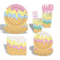 Disposable Tableware Set for Ice Cream Birthday Party Includes Paper Tray Cup Towel Flag Decorations
