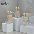 Factory Glass Car Perfume Bottles Clip Cube Wooden Screw Cap Empty Refillable 10ml Car Diffuser Bottle