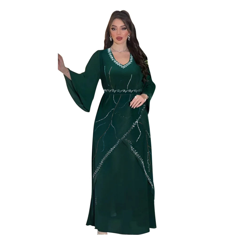 New Design Islamic Clothing Party Wear Chiffon Abaya Women Muslim Dress