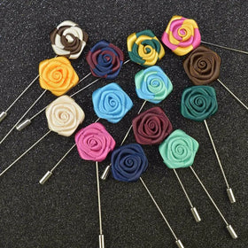 Men's Suits Brooches Long Needle Lapel Pins Handmade Rose Flower Mens Brooches for Wedding Suits Corsage (KBL133)