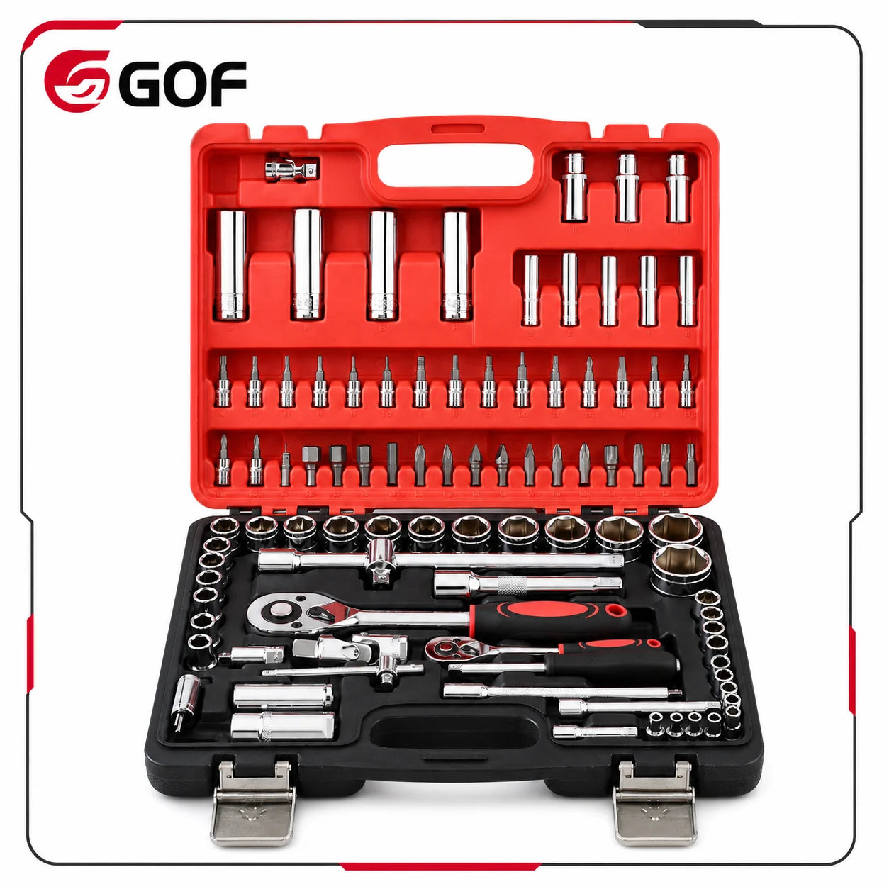 94pcs Durable Metal Ratchet Wrench Socket Set Multi-functional Auto Repair Tool Kit with OEM Hard Case Hand Tools Vehicle Use