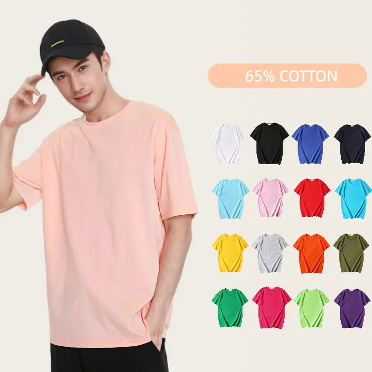 Oem Casual Tee Shirt Plain T Shirts Cotton Polyester Tshirt Custom Printing Sublimation Logo Unisex Regular Fit T-Shirt for Men