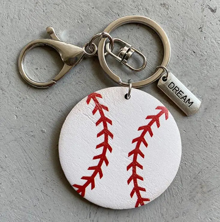 Sports Pendant Ball Games Rugby Football Baseball Basketball Key Ring Can Custom Keychain