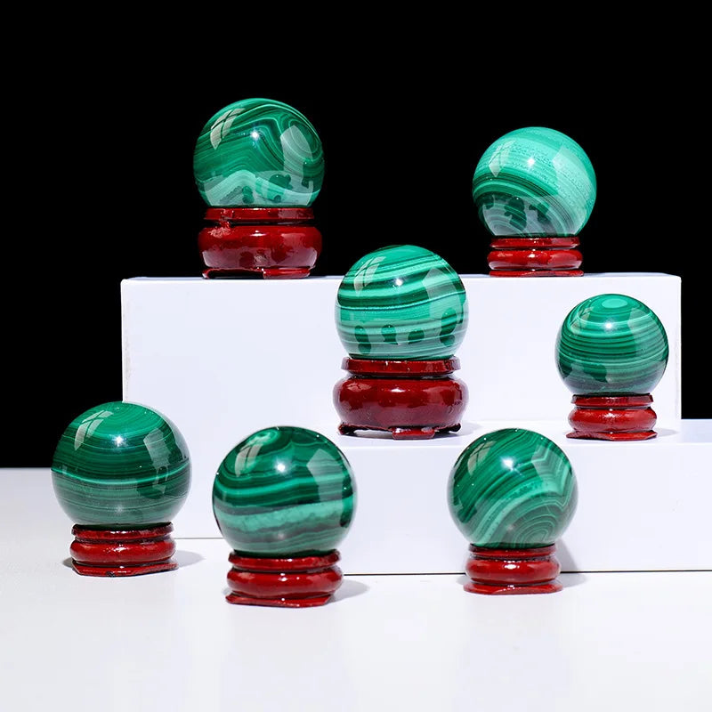 Natural Malachite Crystal Healing Sphere Ball Rare Protective Power Agate Quartz Stone Ball for Decoration Handmade Gemstone