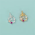 Hot Sale Festival Gift Charms 925 Sterling Silver Pave Zircon Christmas Wreath Flower Charm Pendant for Jewelry Making