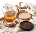 Factory Wholesale Cup Mat Natural Wooden Coasters with Laser Engraving Logo Wood Coasters Custom Logo Round Blank Gift