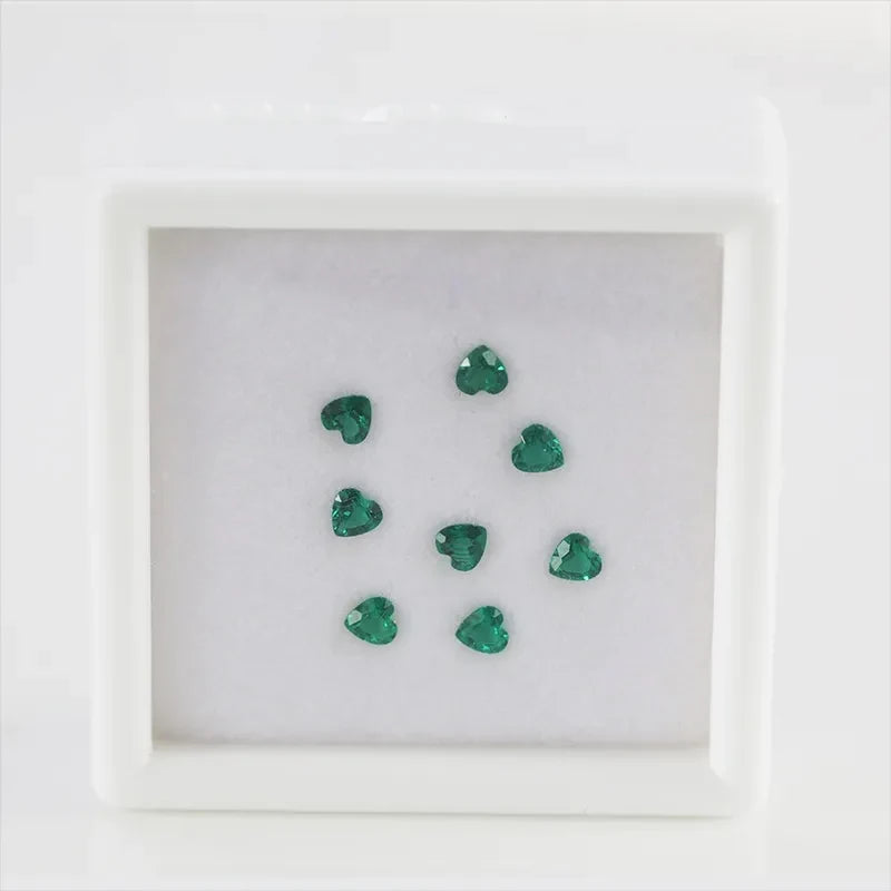 Small Size Heart Shape Diamond Cut Muzu Hydrothermal Emerald with Inculsion Loose Gemstone
