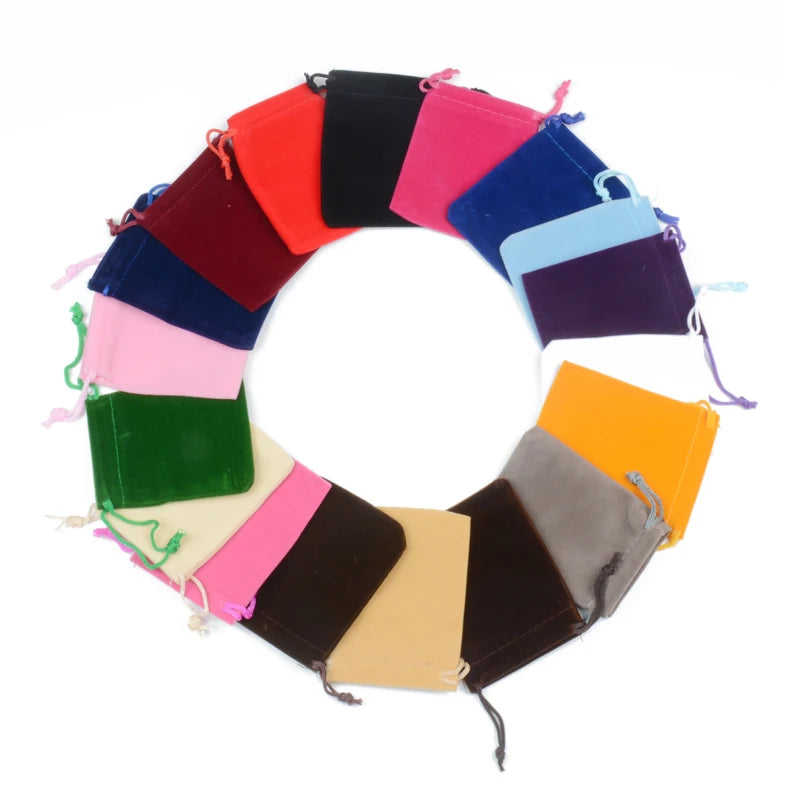 Wholesale Recyclable Logo Printing 7x9cm Jewelry Packing Pouch with Drawstring Velvet Bag for Gemstone Necklaces Rings & Watches
