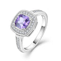 Luxury Halo Design Rhodium Plating Women Jewelry 925 Sterling Silver Purple Zirconia Ring