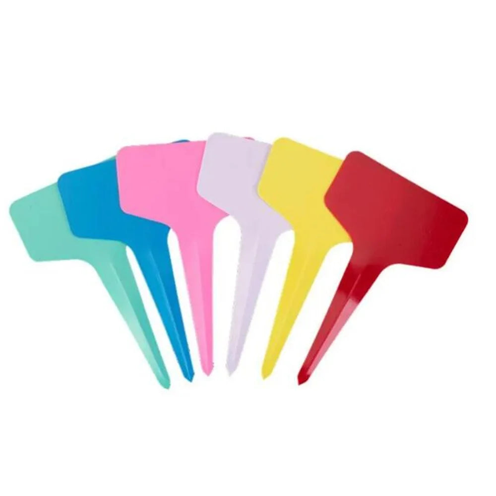 100 Pcs/Set T-Type Plant Labels Waterproof Plastic Plant Tags Nursery Garden Markers 6 Colors