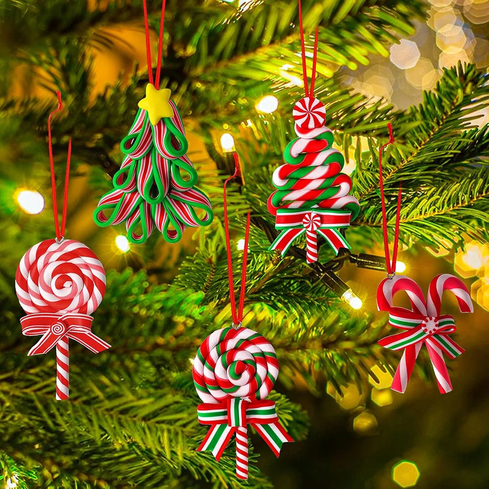 16Pcs Christmas Tree Decor Colorful Mini Candy Cane Hanging Party Decorations Christmas Lollipop Ornaments