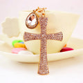 New Fashion Cross Crystal Keychain Charms Jesus Christian Cross Pendant Key Rings Rhinestone Car Bag Key Pendant