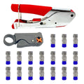 Adjustable F Compression Coax Cable Stripper Tool Set with F Coaxial Cable Crimper Tool Kit for RG6 RG59 RG11