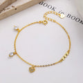Grace 925 Sterling Silver Gold Plating Claw Setting Zircon Heart Pendant Bracelets for Women Wholesale
